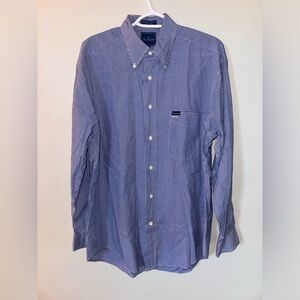 Faconnable Blue Micro Plaid Shirt Vintage